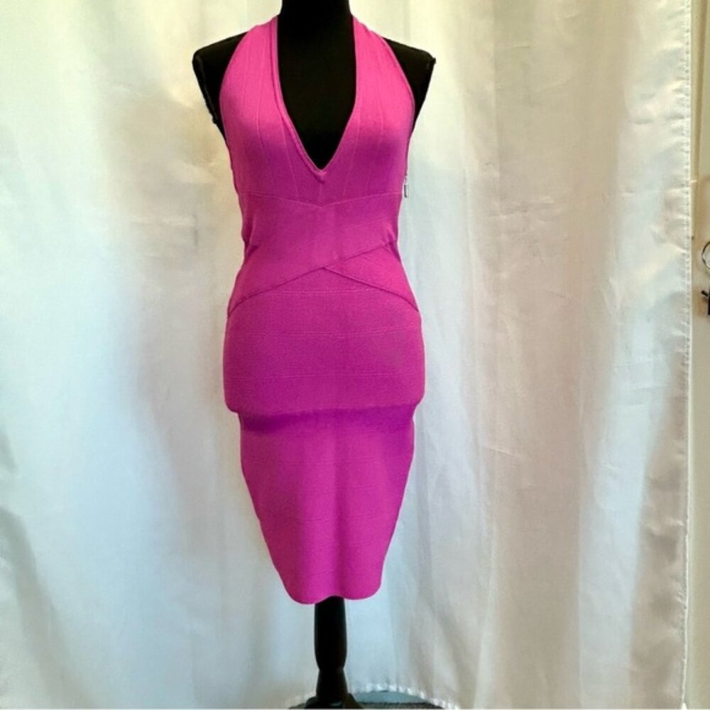 GUESS pink bandage bodycon halter top mini dress M sexy clubwear cocktail party